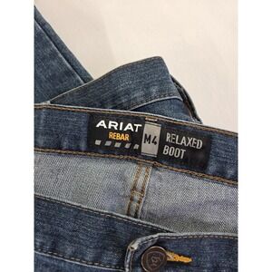Ariat Men's 44x32 Rebar M4 Relaxed Boot Cut Jeans Blue